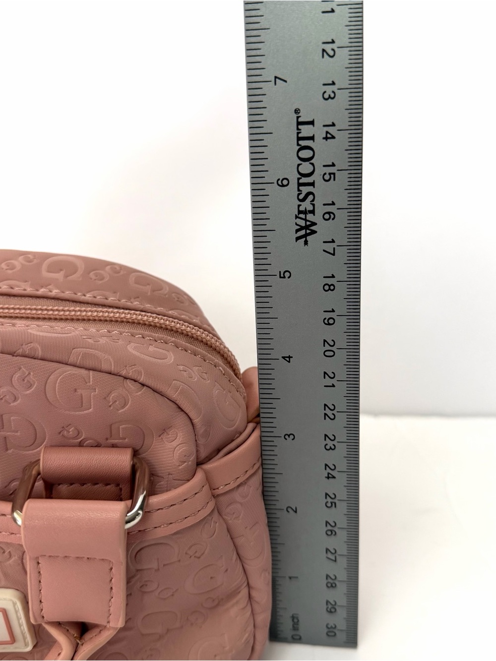 GUESS Pink Embossed Mini Crossbody Bag with Branded Strap - Picture 10 of 12